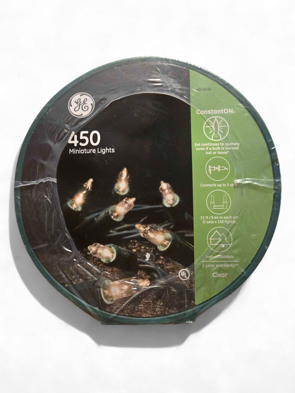 GE 450 Clear Mini Christmas Lights — 93 ft Roll — Indoor/Outdoor — Factory Sealed
